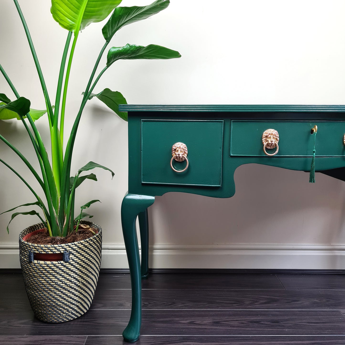 Upcycled Sideboard with Monstera Leaves & Lion Head Handles