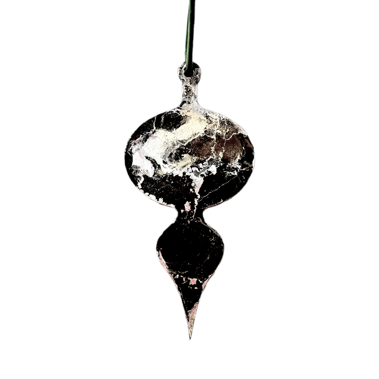 Handmade Alcohol Ink and Resin Christmas Baubles set of 3 - Two Turtle Doves (Black and Silver)