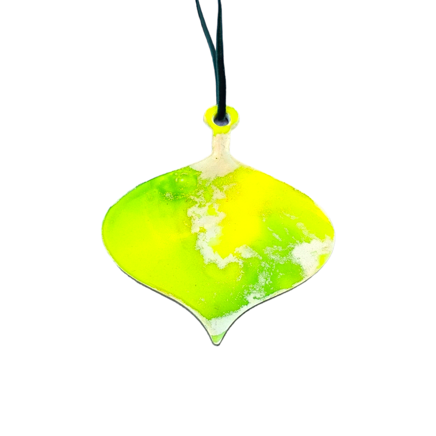 Handmade Alcohol Ink and Resin Christmas Baubles set of 3 - Buddy The Elf (Lime Green, Yellow and Gold)