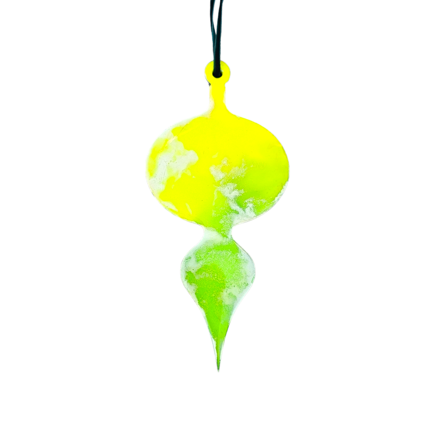 Handmade Alcohol Ink and Resin Christmas Baubles set of 3 - Buddy The Elf (Lime Green, Yellow and Gold)