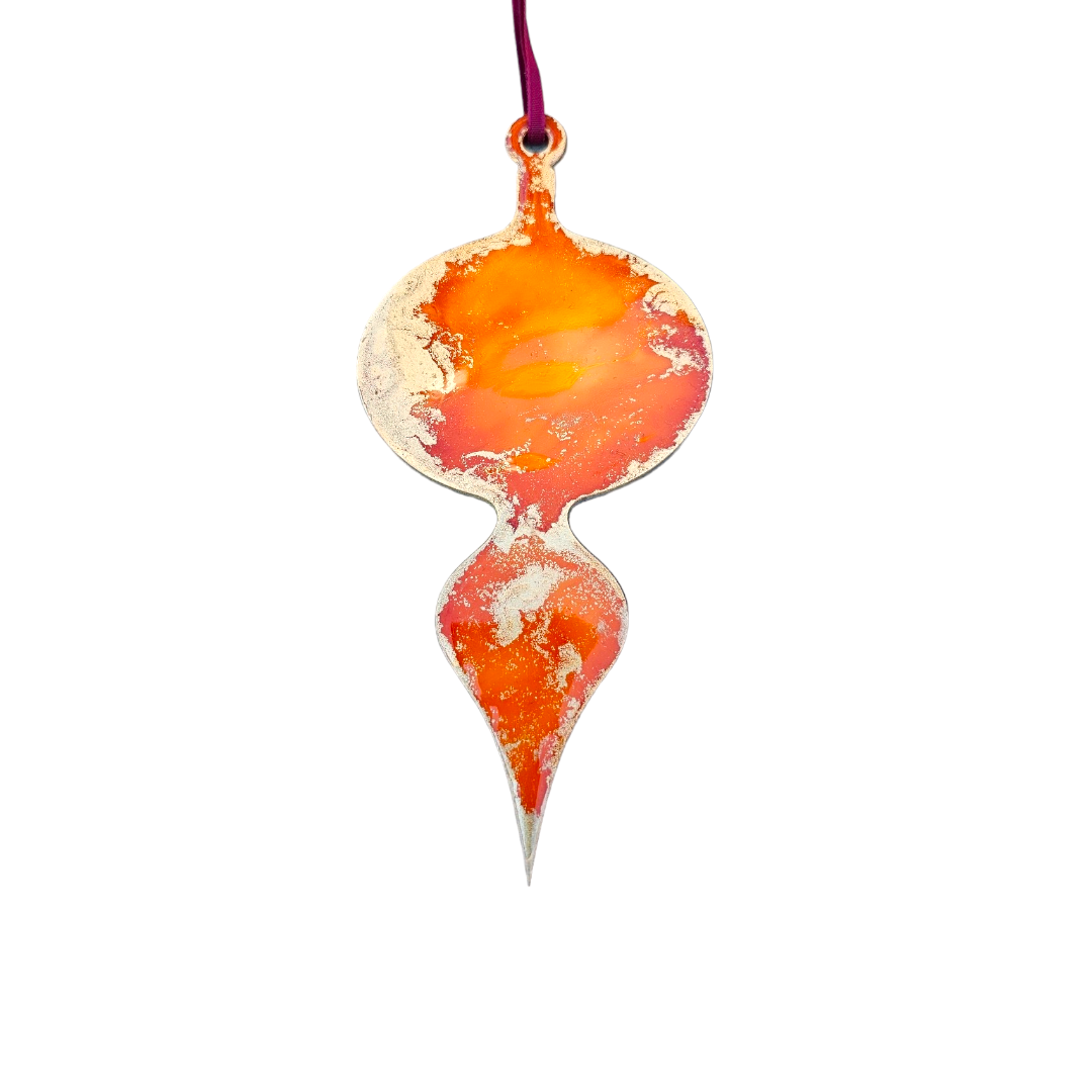 Handmade Alcohol Ink and Resin Christmas Baubles set of 3 - Terry's Chocolate Orange (Orange and Gold)