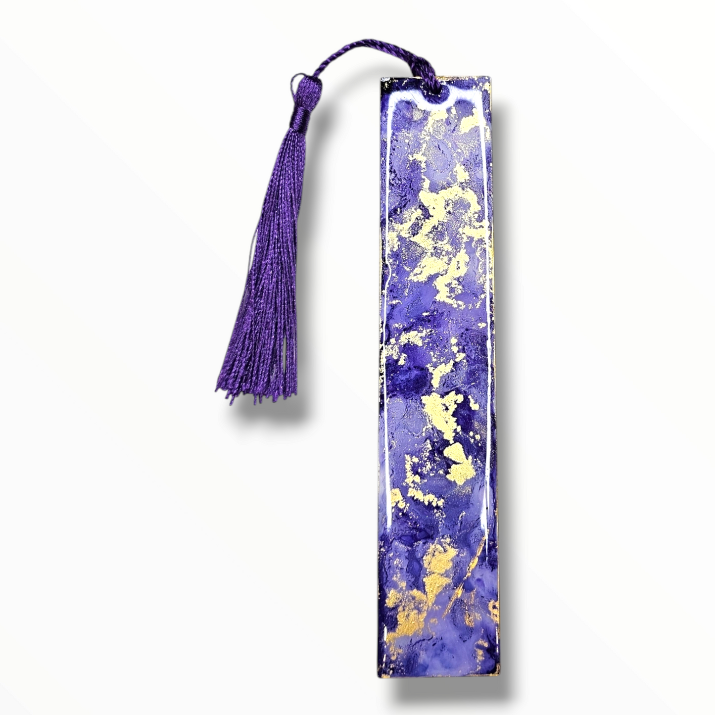 Large Hand-Painted Alcohol Ink & Resin Bookmarks - The Purple One