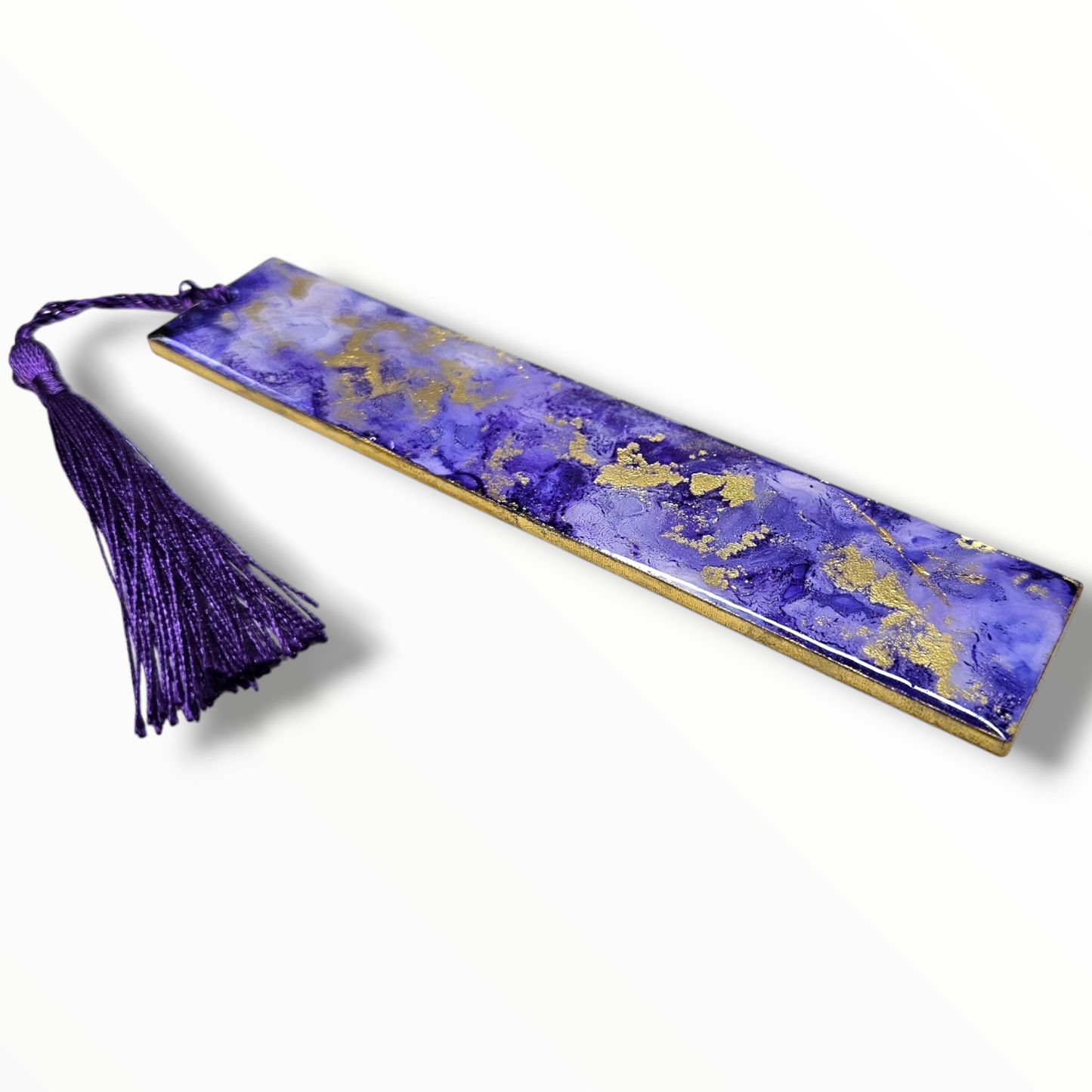 Large Hand-Painted Alcohol Ink & Resin Bookmarks - The Purple One